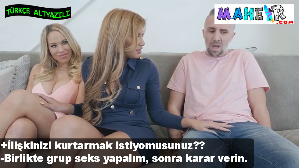 İlişki uzmanı hatun boşanmak isteyen çiftle grup sikiş yaptı